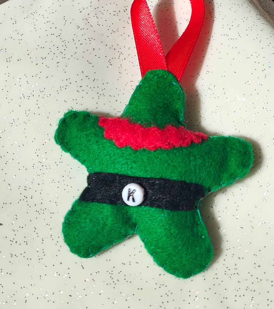 Handmade elf star personalised decoration