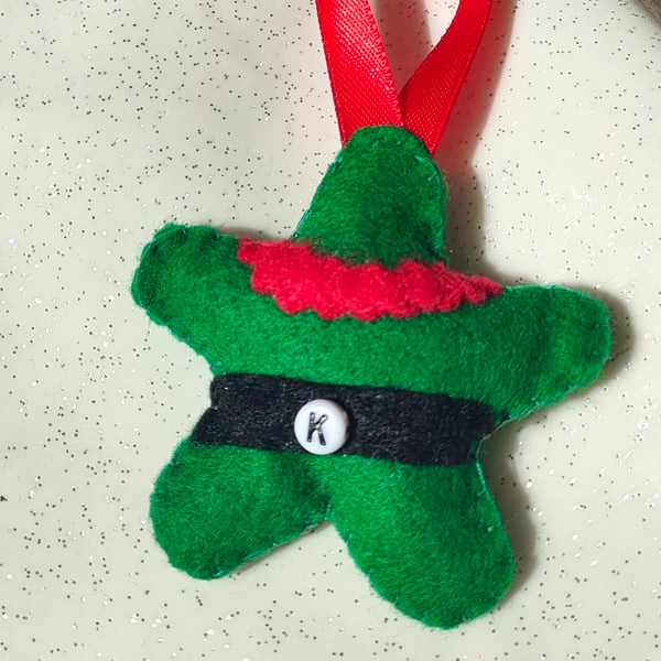 Handmade elf star personalised decoration