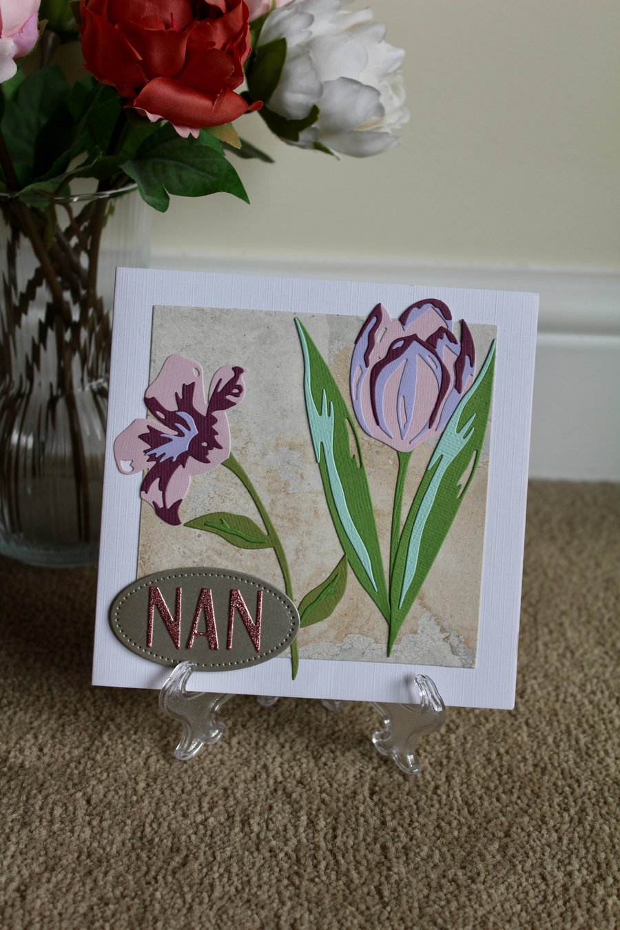 Handmade Nan Flower Birthday Card