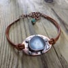 Mixed metal boho bezel set sea glass bracelet 