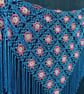 Crochet triangular shawl in sparkly  gold, pink, kingfisher blue - design LF433 - Image 8