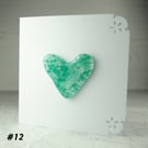 Turquoise speckled heart handcrafted fused glass blank card (12)