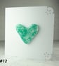 Turquoise speckled heart handcrafted fused glass blank card (12)