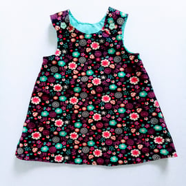 Dress, 18-24 months, A Line dress, needlecord, pinafore, floral print      