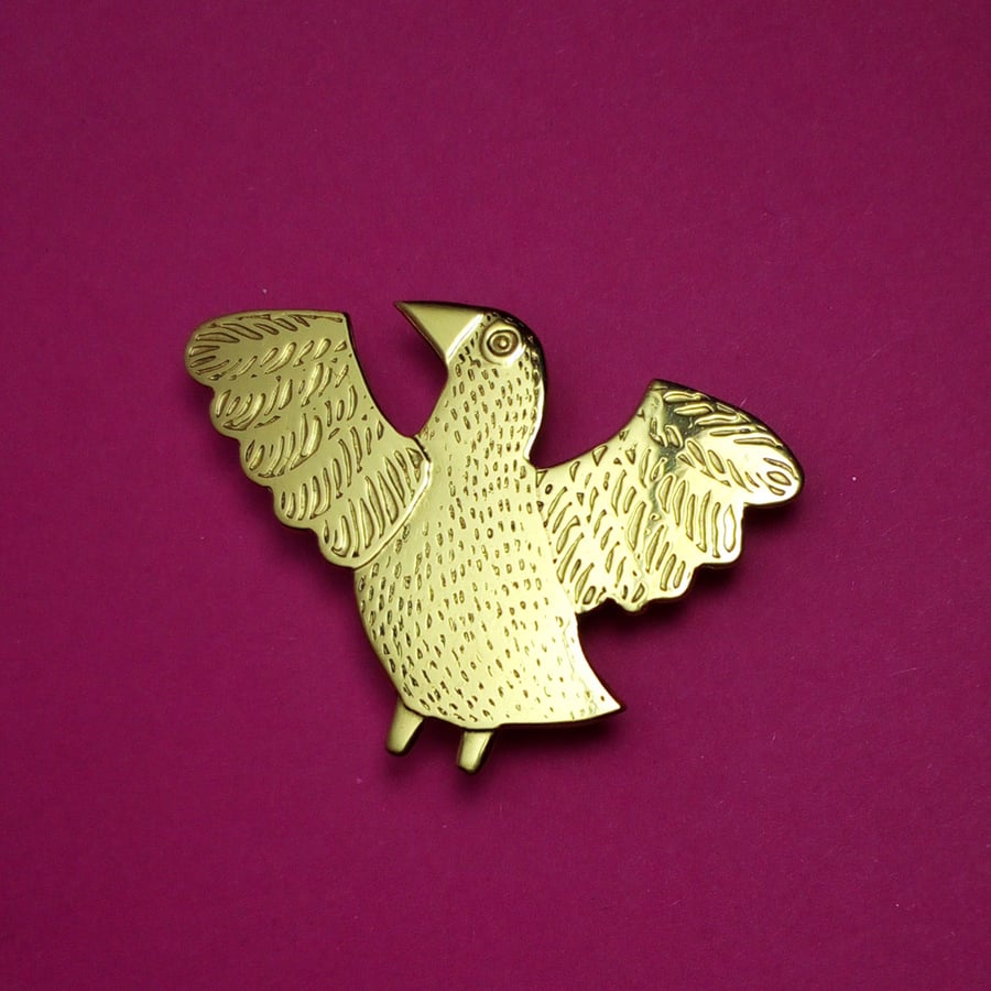 bird brooch, gold bird brooch,bird jewellery