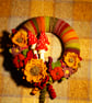 Crochet wreath, Autumn splendour, Sunflowers, toadstools