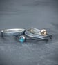 Blue Topaz Stack Ring, silver stack ring, oxidised stack ring, London blue Topaz - Image 3