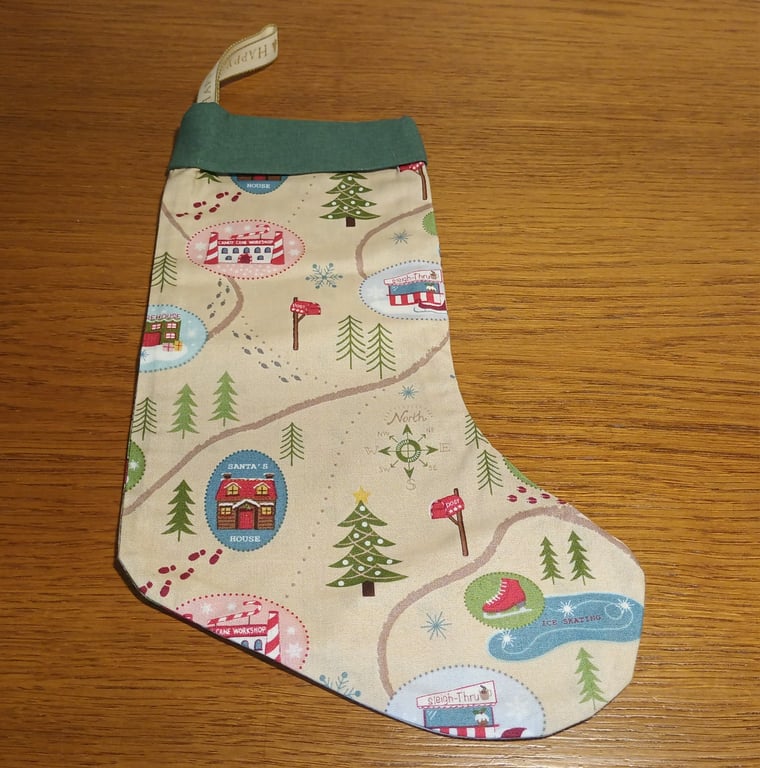 Santa's House Christmas Stocking