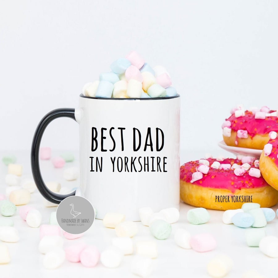 Best Dad in Yorkshire mug, gift for him, gift for yorkshire dad, funny father's 