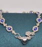 Sapphire Blue Crystal Bracelet Miyuki Beads Magnetic Heart Clasp Handmade