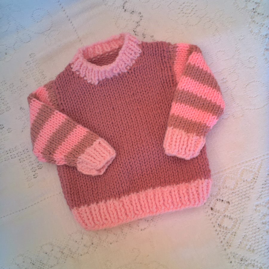 Chunky Classic Round Neck Jumper for Babies and Children, Child's Knitted Jumper