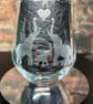 Hand Etched Wine Glass Elephant Heart