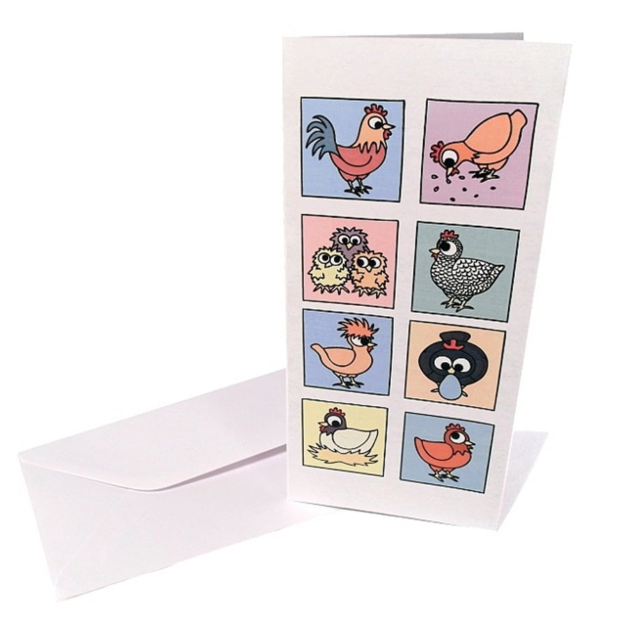 Cute Chickens Card - blank inside, Easter or birthday card - Seconds Sunday