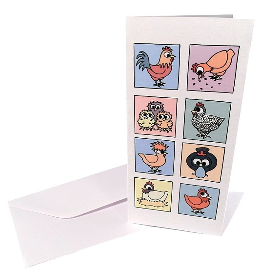 Cute Chickens Card - blank inside, Easter or birthday card - Seconds Sunday