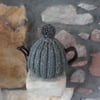 Small Tea Cosy for 2 Cup Tea Pot, Green Tweed, Hand Knitted
