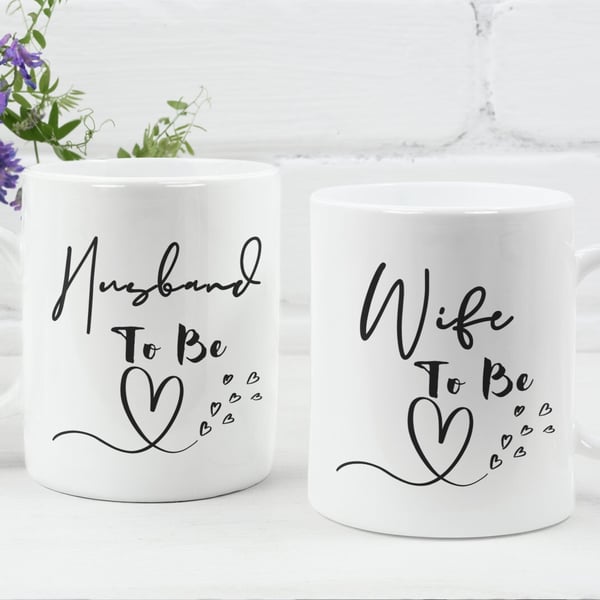 Husband Wife To Be Couples Engagement Set Of Two Mugs Couple Gift Engagement 
