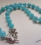 Designer Blue Agate & Blue Quartzite Silver Plated Necklace - Image 6