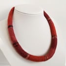 Felted cord necklace - shades of autumnal oranges