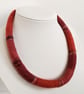 Felted cord necklace - shades of autumnal oranges