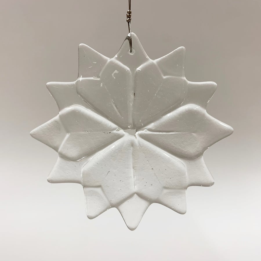 Fused Glass Clear Christmas Star Hanging - Handmade Glass Christmas Decoration