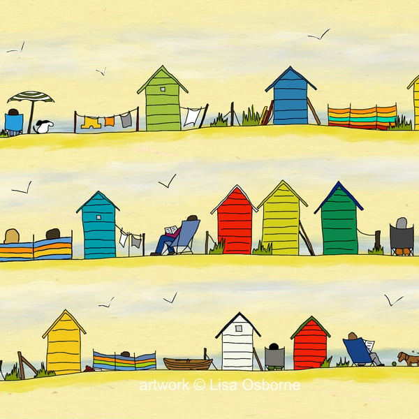 Beside the sea - seaside print - coastal print - beach huts