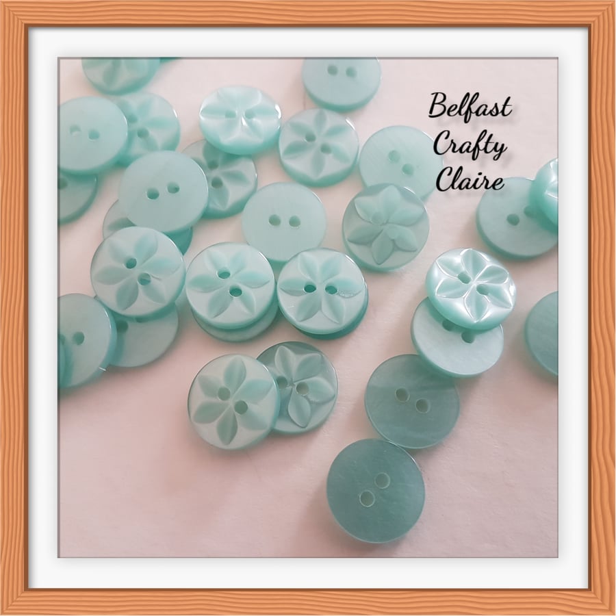 Star Style - Resin Buttons - LIGHT TURQUOISE - 3 Sizes Available