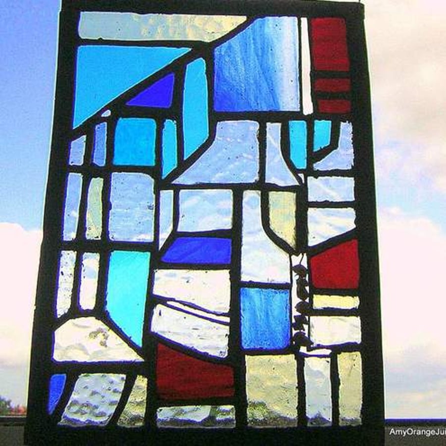 Seaside Village Stained Glass Panel