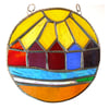 Beach Hut Ring Stained Glass Handmade Sunshine 008