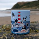 Mug gift cute puffin lighthouse seaside mug