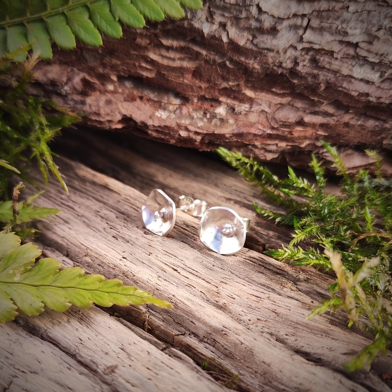 Sterling silver abstract flower studs