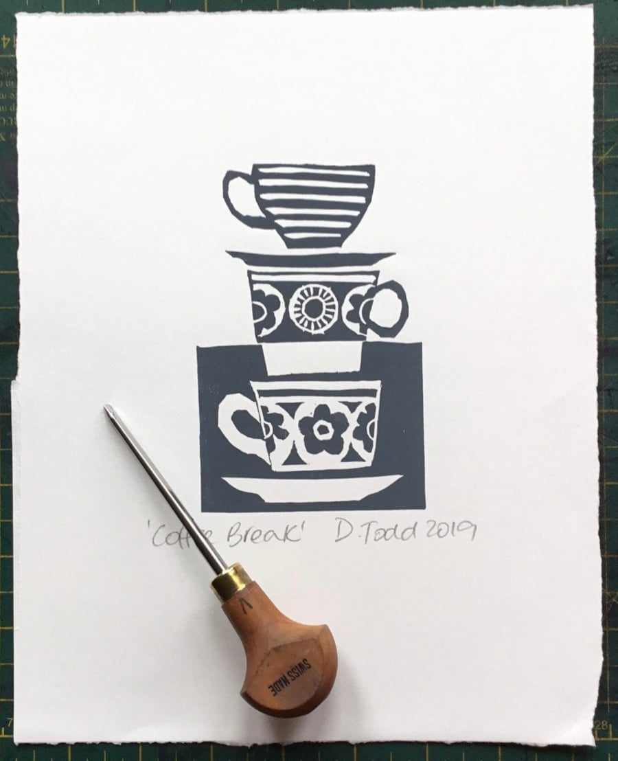 ‘Coffee Break!' Lino Print