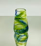 Blue Opaque Green Swirly Vase