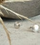 Minimalist round silver stud earrings; small everyday studs - Image 3