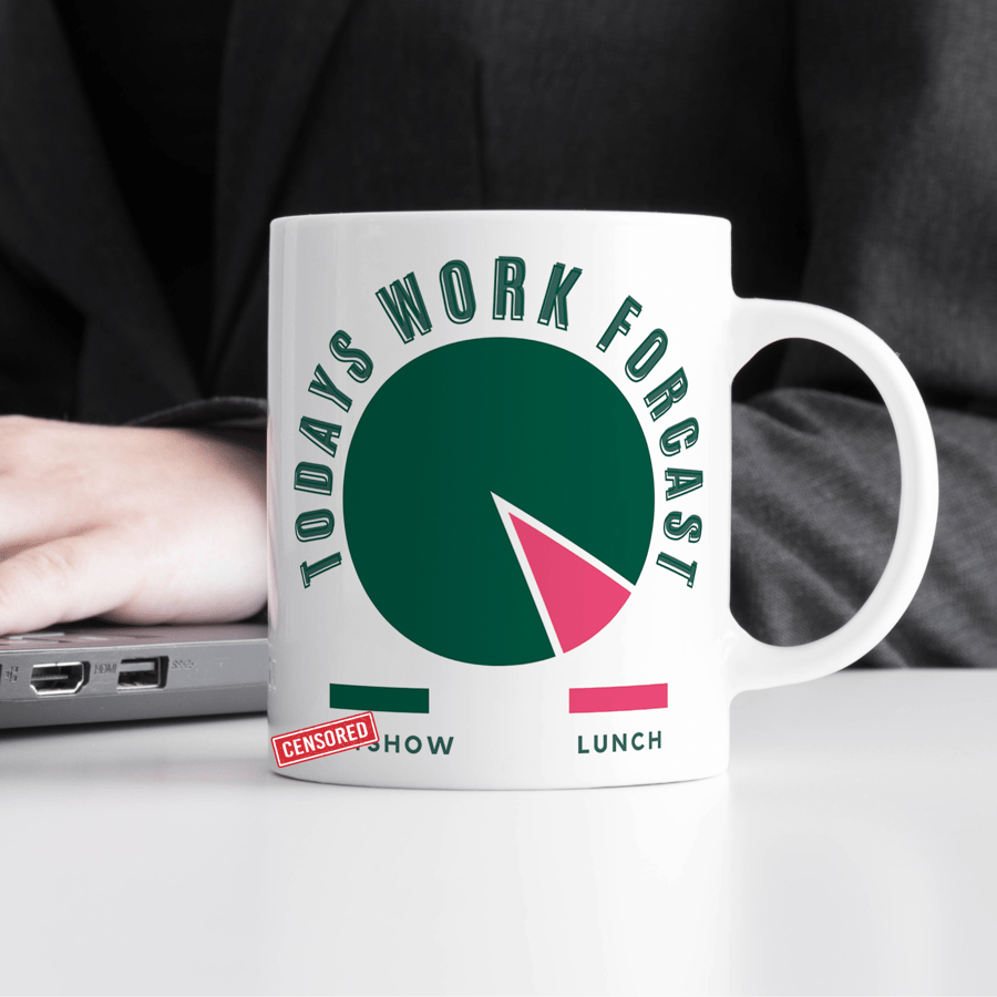 Work Forecast - Pie Chart Mug: Office Humour Coffee Cup Funny Joke Work Mug Gift