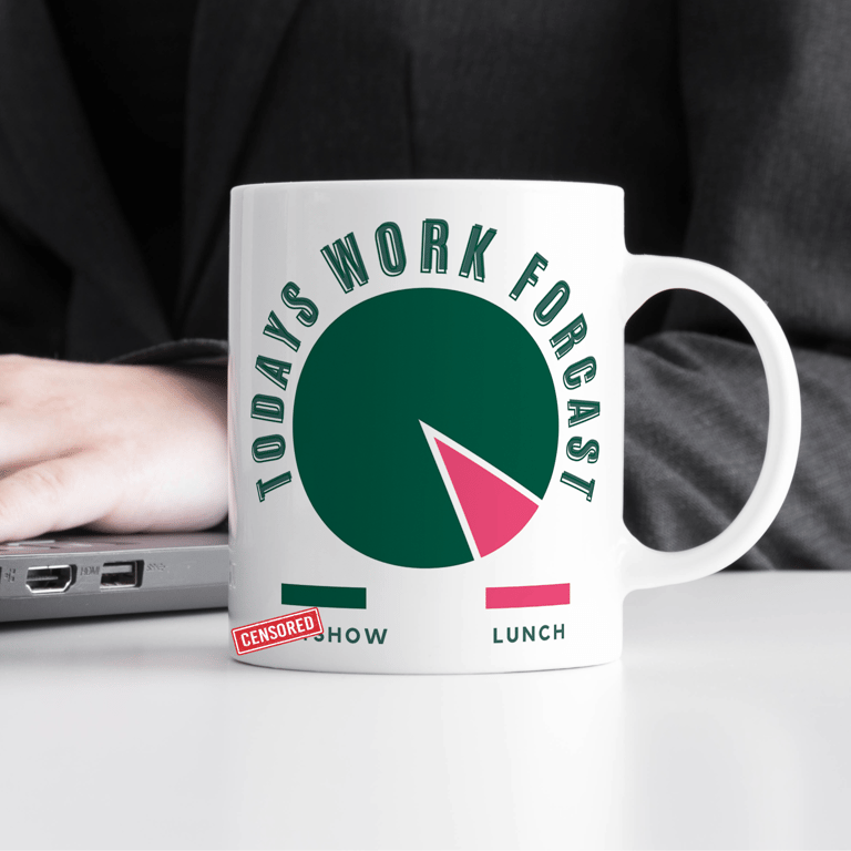 Work Forecast - Pie Chart Mug: Office Humour Coffee Cup Funny Joke Work Mug Gift