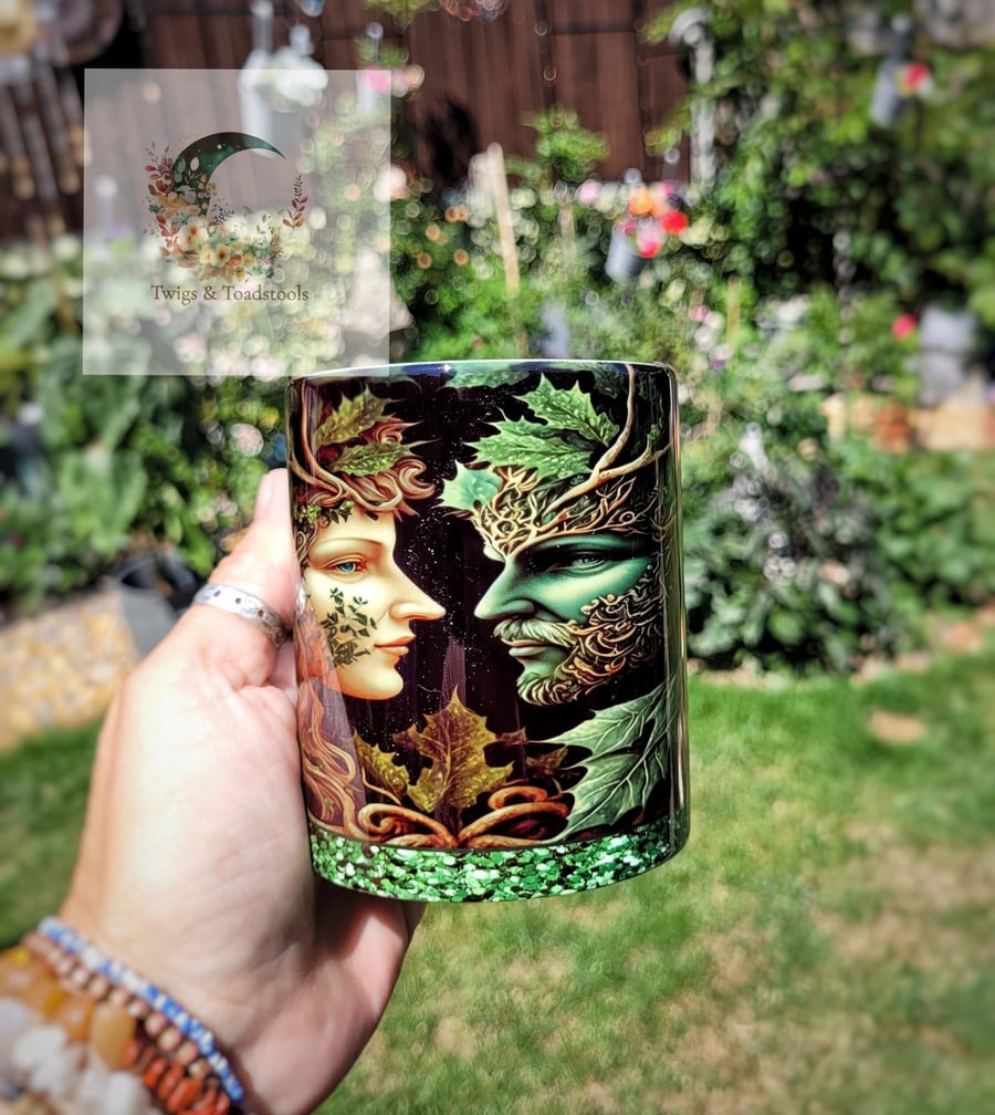 The green man and lady mug oak king 