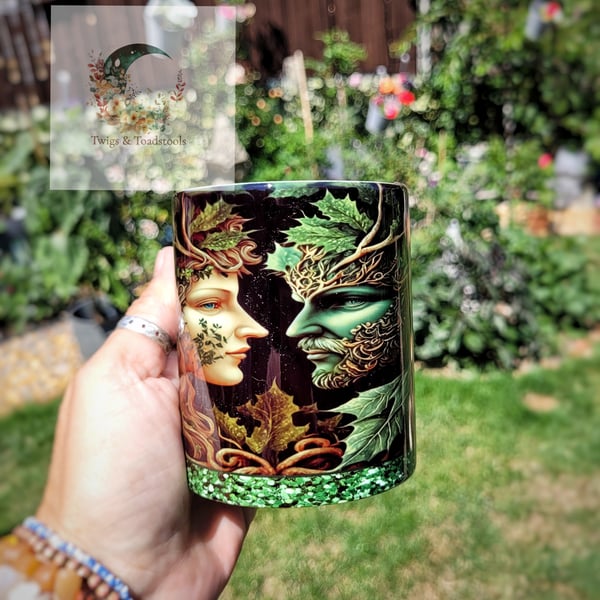 The green man and lady mug oak king 