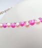 Beaded Head Band with Pink and Purple Pearls & Pink Purple and White Roses - Image 5