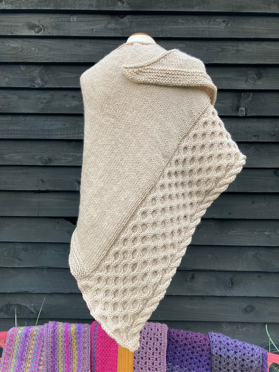 One of a kind Handknitted Triangle Textured Wrap