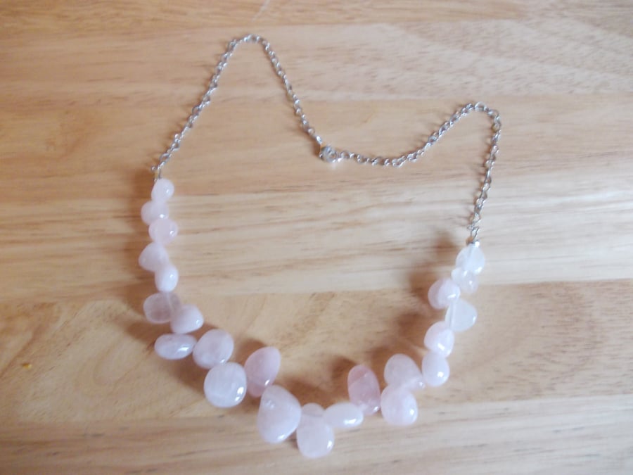 Rose quartz nugget necklace