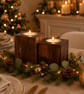 Set of 2 Wooden Tealight Holders - Dark Oak Finish Upcycled Pallet Wood - Image 1