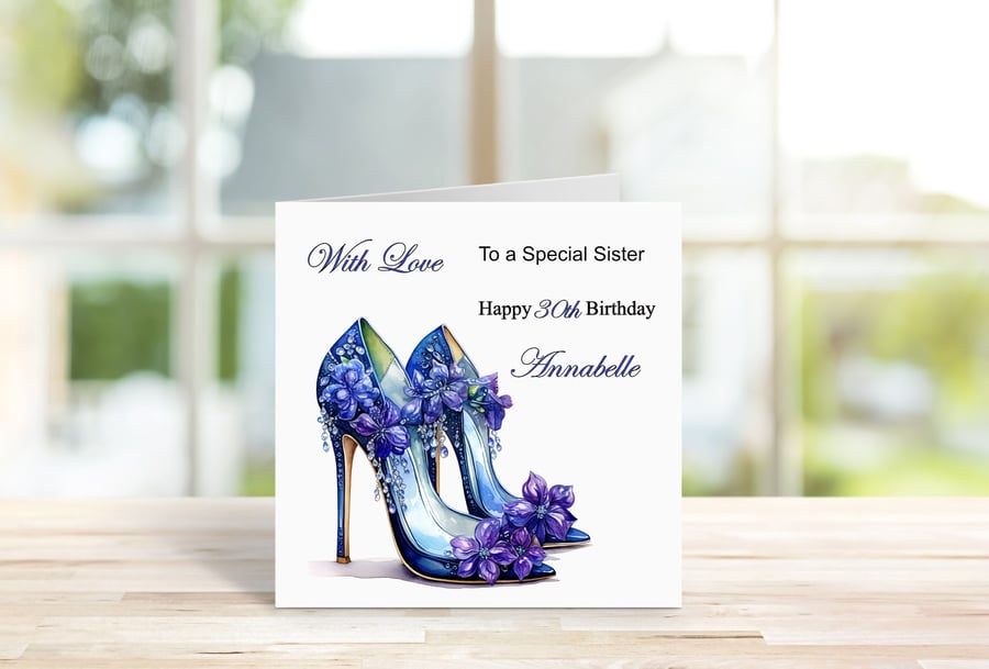 Personalised Elegant High Heels Printed Greeting Card. Design 7