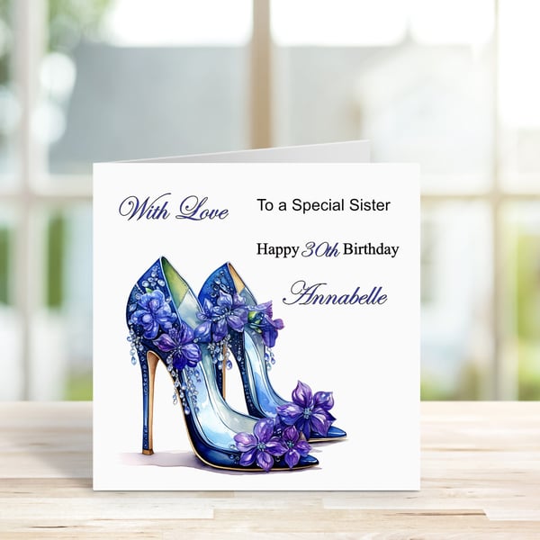 Personalised Elegant High Heels Printed Greeting Card. Design 7