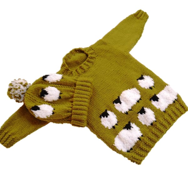 Knitting Pattern Sheep Sweater and Hat.  Digital Pattern