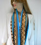 Infinity scarf (two tone, plain turquoise and  turquoise and gold Aztec print ) - Image 8