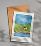 Coastal Cabin, A6 giclée greetings card with recycled brown envelope