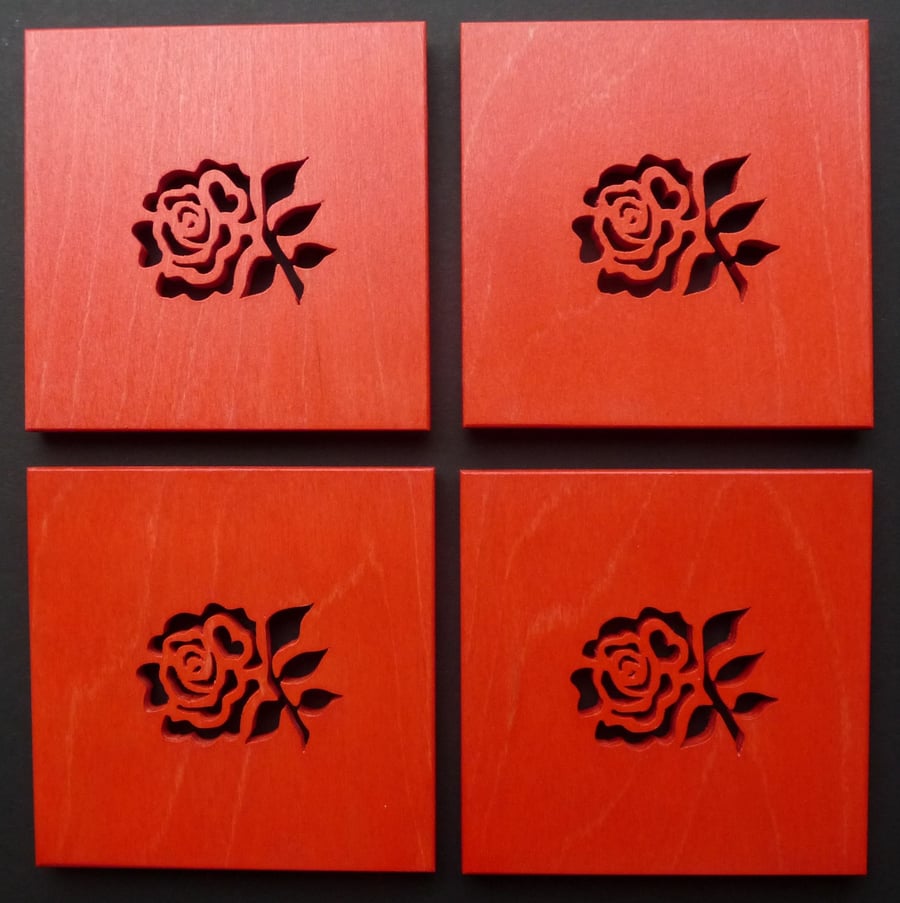 Set of 4 English Rose coasters.