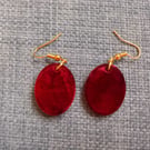 Red Explosion Oval Earrings
