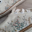 Wildflower and daisy embroidered shoes - hand embroidered bridal trainers -
