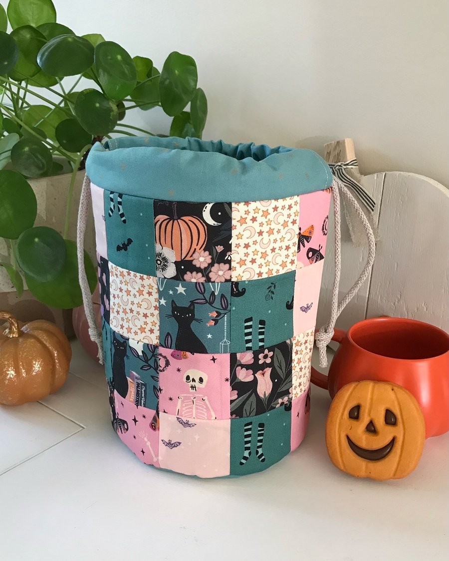 Spooky but sweet patchwork bag